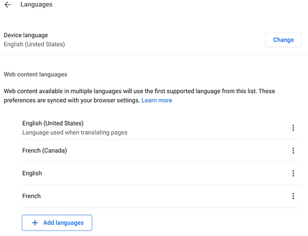 Chrome Settings Language